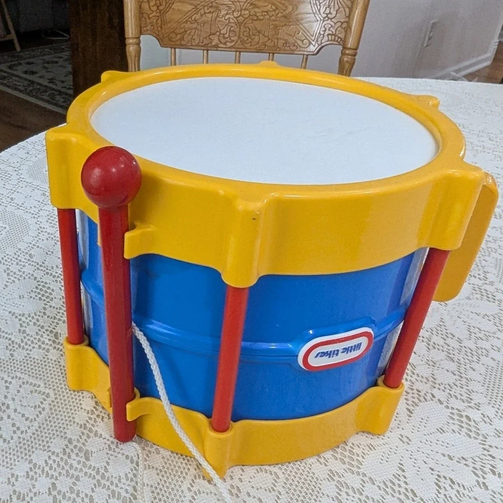 Little Tikes Tap-a-Tune Drum Blue Yellow Red Plastic Toy with Drumstick